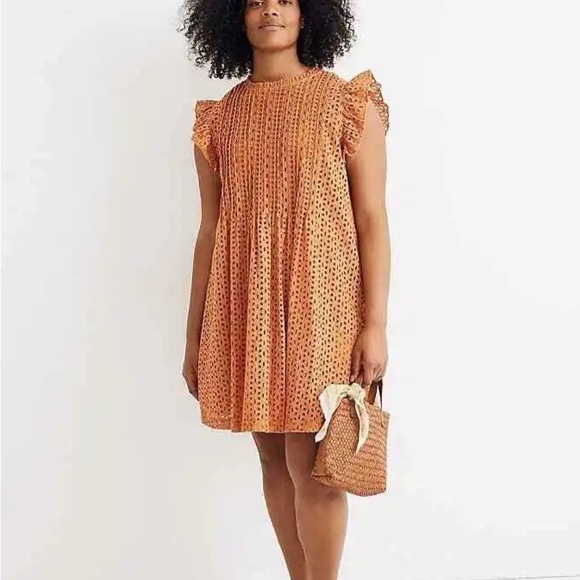 Madewell Eyelet Pintuck Dress Spring Summer Cotton White XXL Ruffles Cute - Picture 14 of 14